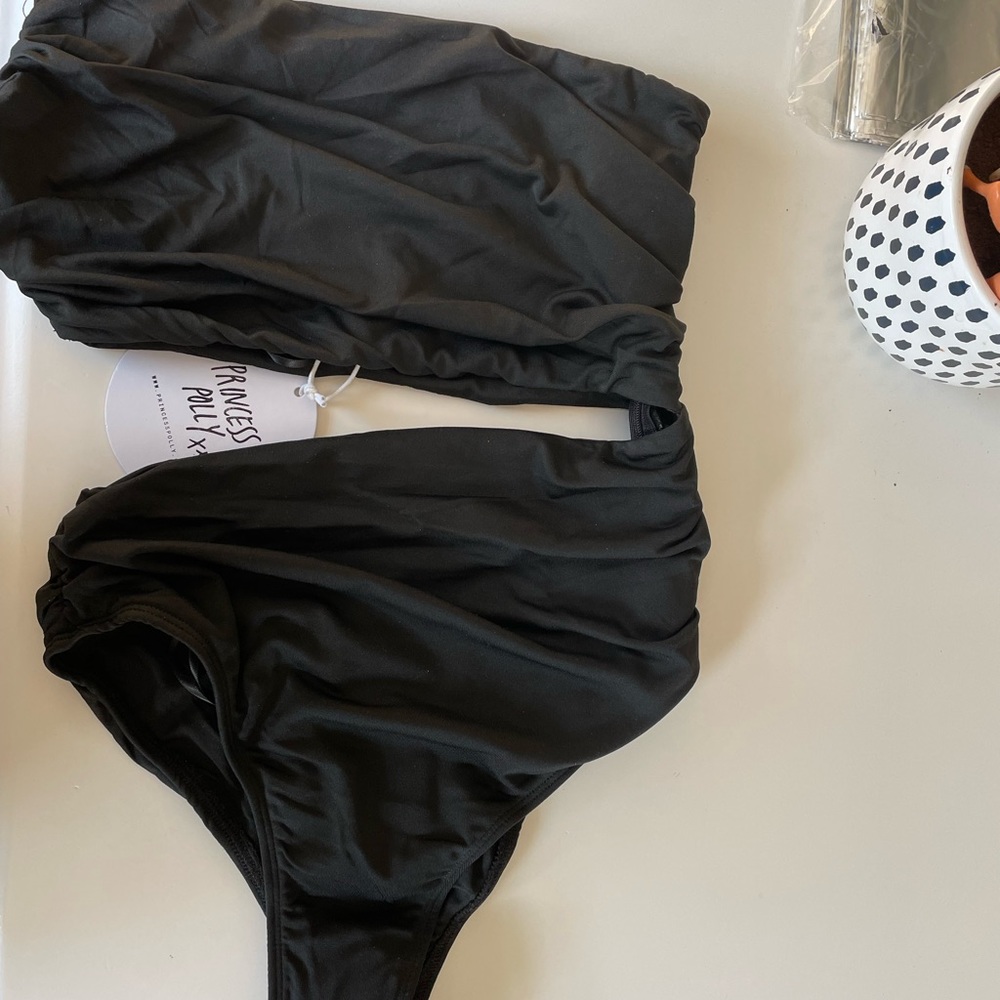 Black asymmetrical Princess Polly bodysuit
